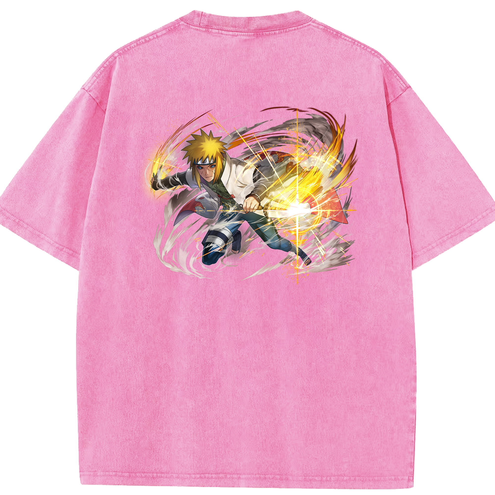 （画像用） NARUTO -ナルト- 波風 ミナト Namikaze Minato 綿100% ヴィンテージ風 半袖Tシャツ（背面プリント）